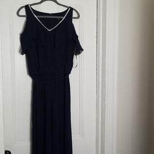Navy Blue Cold Shoulder Jumpsuit